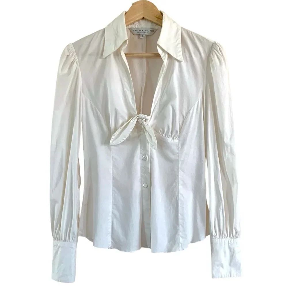 Trina Turk 90’s Button Tie Front Silk Blouse